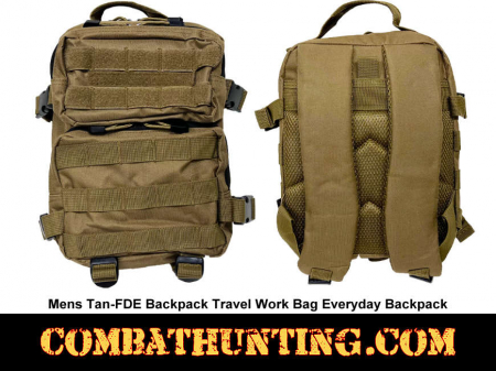 Mens Tan-FDE Backpack Travel Work Bag Everyday Backpack
