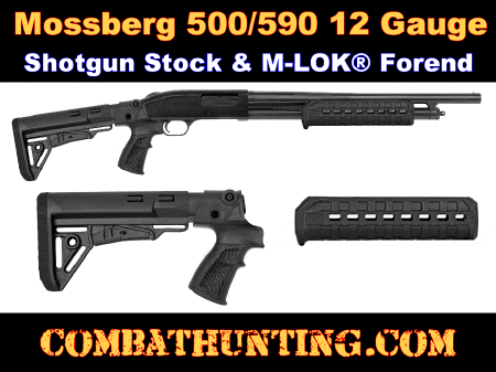 Mossberg 500/590 12 Ga Shotgun Adjustable Stock & M-LOK Forend Black