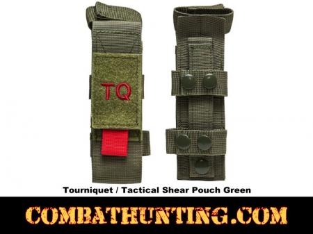 Emergency Tourniquet With Tactical Shear Pouch Green