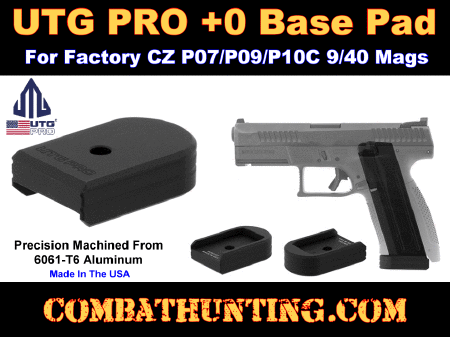 UTG PRO +0 Base Pad, CZ P07/P10C, Matte Black Aluminum