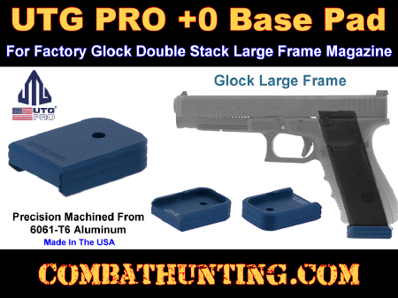 UTG PRO +0 Base Pad Glock Large Frame Matte Blue Aluminum