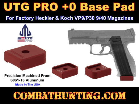 UTG PRO +0 Base Pad HK VP9/P30 9/40 Matte Red Aluminum