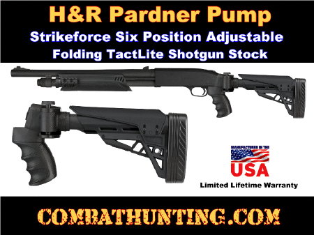 Pardner Pump 12 Gauge Shotgun Six Position Adjustable Side Folding Stock 
