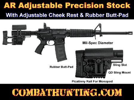 Precision Adjustable Stock AR-15, M4, M16, AR-10 Mil-Spec