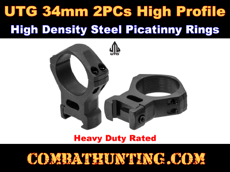 UTG Steel 34mm Scope Rings Picatinny High Profile 2PCs