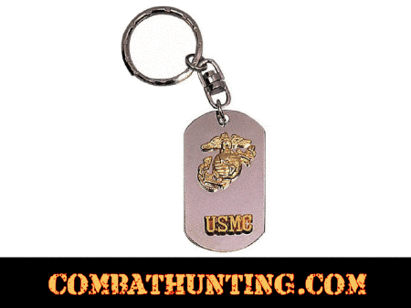 USMC MARINE Crest Dog Tag Key Chain