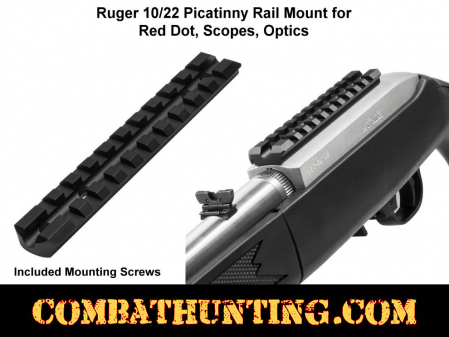 Ruger 10/22 Picatinny Rail Mount for Red Dot, Scopes, Optics 