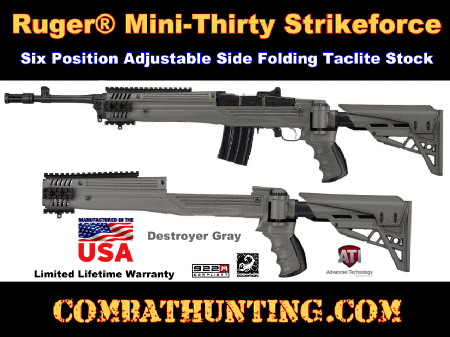 Ruger Mini-Thirty Strikeforce Six Position Adjustable Side Folding TactLite Stock Destroyer Gray
