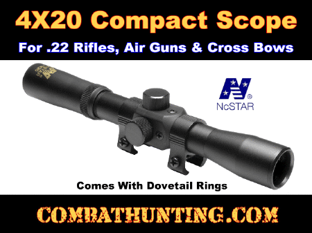 NcStar 4X20 Compact Air Gun-22 Scope & Dovetail Rings