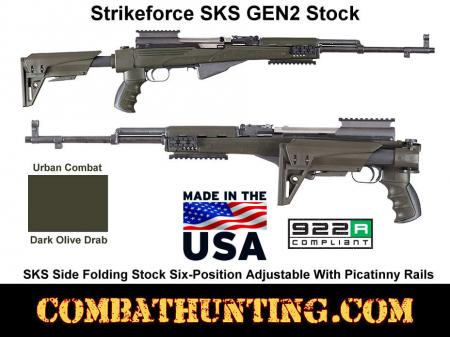 Strikeforce Gen2 SKS Side Folding Stock Urban Combat Dark Olive Drab