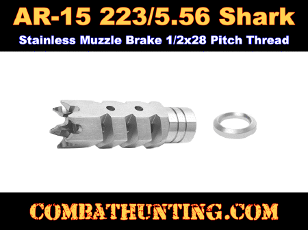AR-15 .223 5.56 Stainless Steel Shark Muzzle Brake & Crush Washer