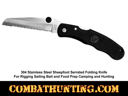 Sheepfoot Serrated Folding Knife For Rigging Sailing Bait