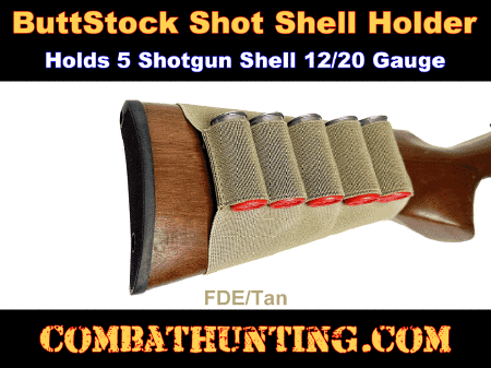 Shotgun Stock Shell Holder 12/20 Gauge FDE/Tan 
