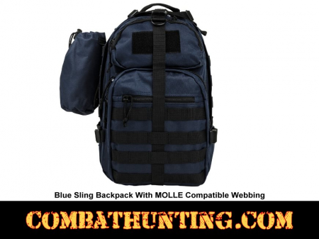 Sling Backpack With MOLLE Compatible Webbing Blue