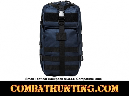 Small Tactical Backpack MOLLE Compatible Blue