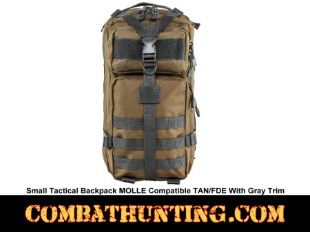 Small Tactical Backpack MOLLE Compatible Tan & Gray