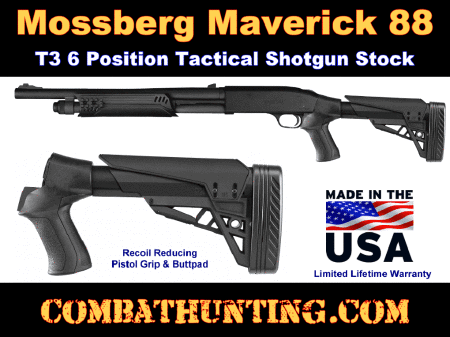 Mossberg Maverick 88 Pump Action 12 Gauge T3 Six Position Adjustable TactLite Shotgun Stock