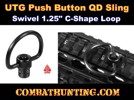 UTG Push Button QD Sling Swivel, 1.25