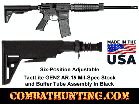 TactLite GEN2 AR-15 Mil-Spec Stock Buffer Tube Assembly Black