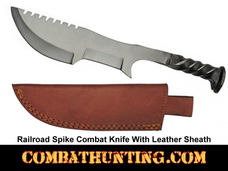 Railroad Spike Combat Hunting Survival Knife With Sheath 