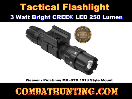 Pro Series Led Tactical Flashlight 250 Lumen With Rail Mount