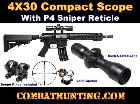 Tactical Weapon 4x30mm Rifle Scope-P4 Sniper Reticle