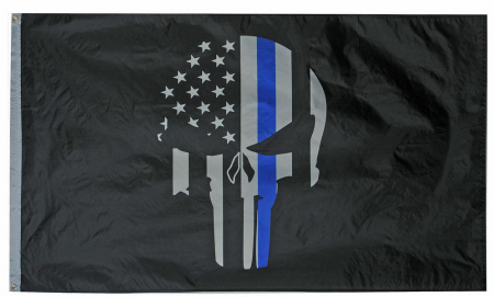 Thin Blue Line Skull Flag 3' x 5'