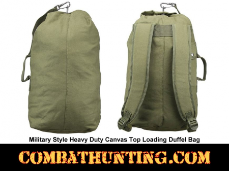 Small Heavy Duty Canvas Top Loading Duffel Bag Military Green
