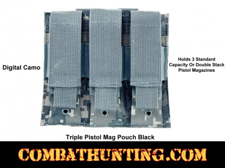 Digital Camo Triple Pistol Mag Pouch Molle