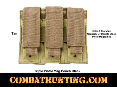 Desert Tan Triple Pistol Mag Pouch Molle