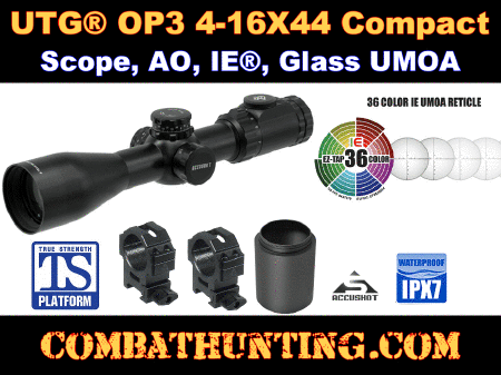 UTG OP3 4-16X44 30mm Compact Scope AO IE Glass UMOA