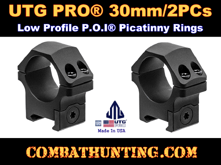 UTG PRO 30mm-2PCs Low Profile P.O.I Picatinny Rings