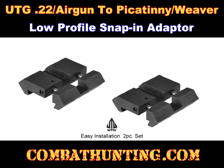 .22/Airgun to Picatinny/ Weaver Low Profile Snap-in Adapter with Top Slot Spring 