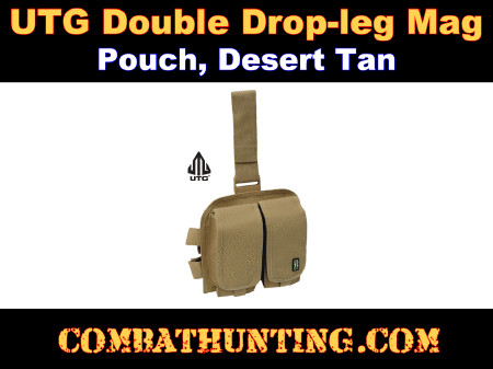 UTG Double Drop-leg Mag Pouch, Tan