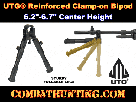 UTG New Gen Reinforced Clamp-on Bipod, Cent Ht 6.2