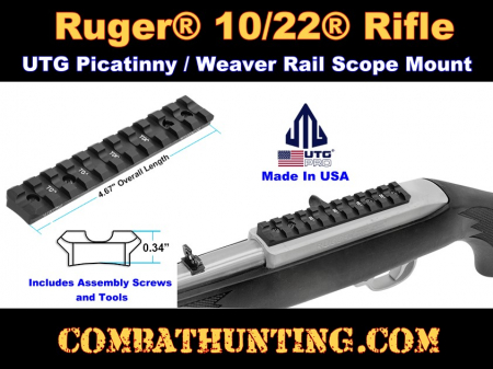 Ruger® 10/22® Picatinny / Weaver Rail Mount UTG PRO Made in USA 