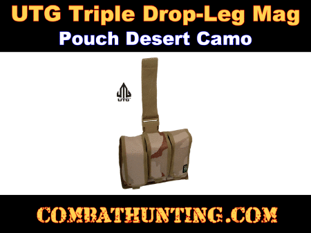 UTG Triple Drop-leg Mag Pouch, Desert Camo