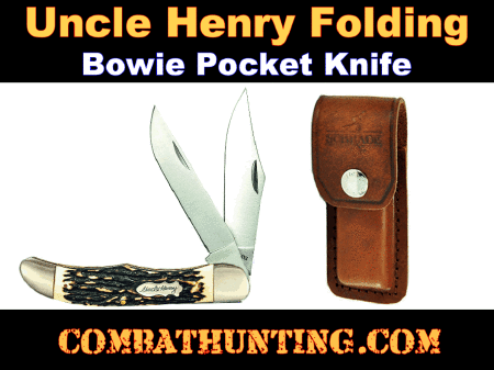 2 Blade Folding Knife With Leather Sheath