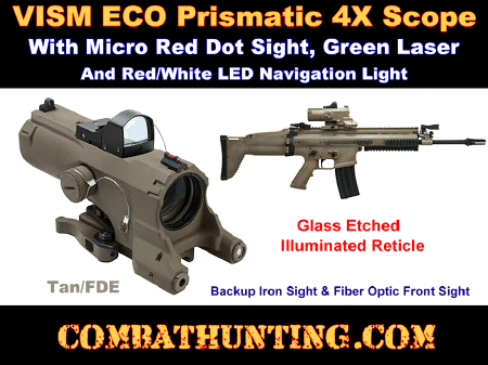 Tan / FDE ECO 4X Scope Laser & NAV LED With Green Micro Dot