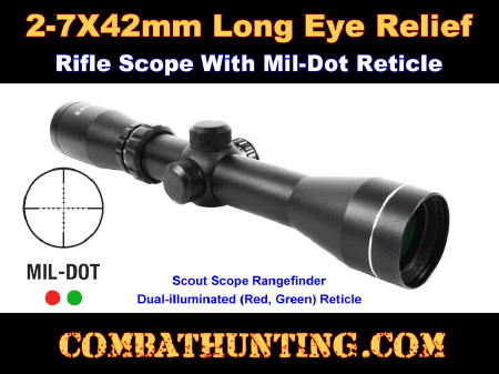 2-7X42 30mm Scout Scope Mil-Dot Reticle Dual-illuminated