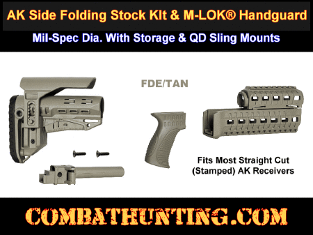 AK-47 74 Tactical Package Side Folding Stock Kit With M-LOK Handguard FDE/Tan