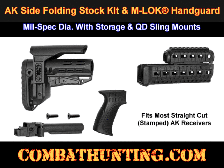 AK-47 74 Tactical Package Side Folding Stock Kit With M-LOK Handguard Black