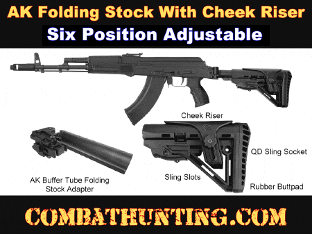 AK-47 Folding Stock With Cheek Rest Adjustable Side Folding