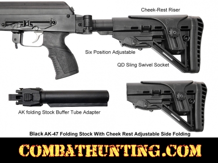 AK-47 Folding Stock With Cheek Rest Adjustable Side Folding