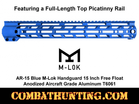 AR-15 Blue M-LOK Handguard 15 Inch Free Float