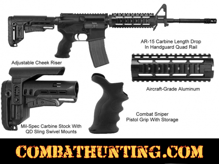 AR-15 Mil-Spec Carbine Stock Kit with Quad Rail & Grip