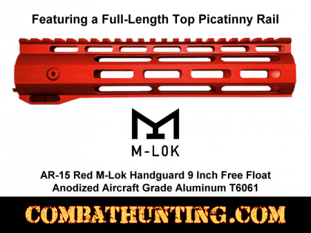 AR-15 Red M-LOK Handguard 9 Inch Free Float