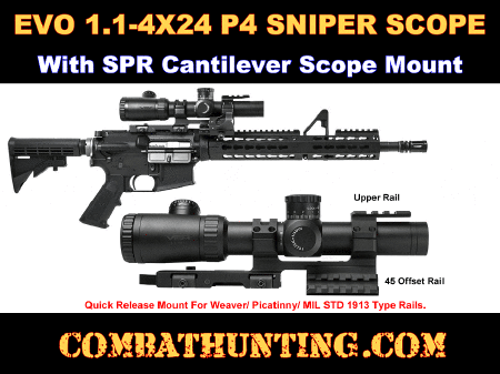 AR-15 1.1-42X24 P4 Sniper Scope With SPR Scope Mount