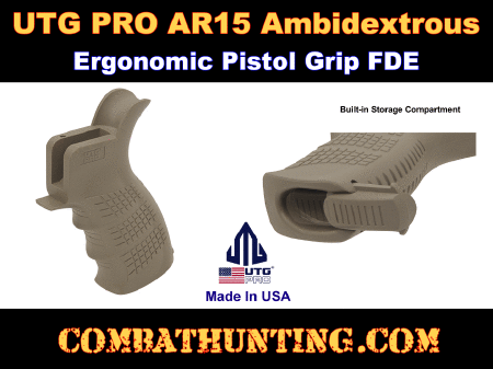 UTG PRO USA Made AR15 Ambidextrous Pistol Grip FDE