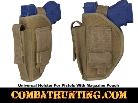 Tan/ FDE Universal Holster For Pistols With Magazine Pouch